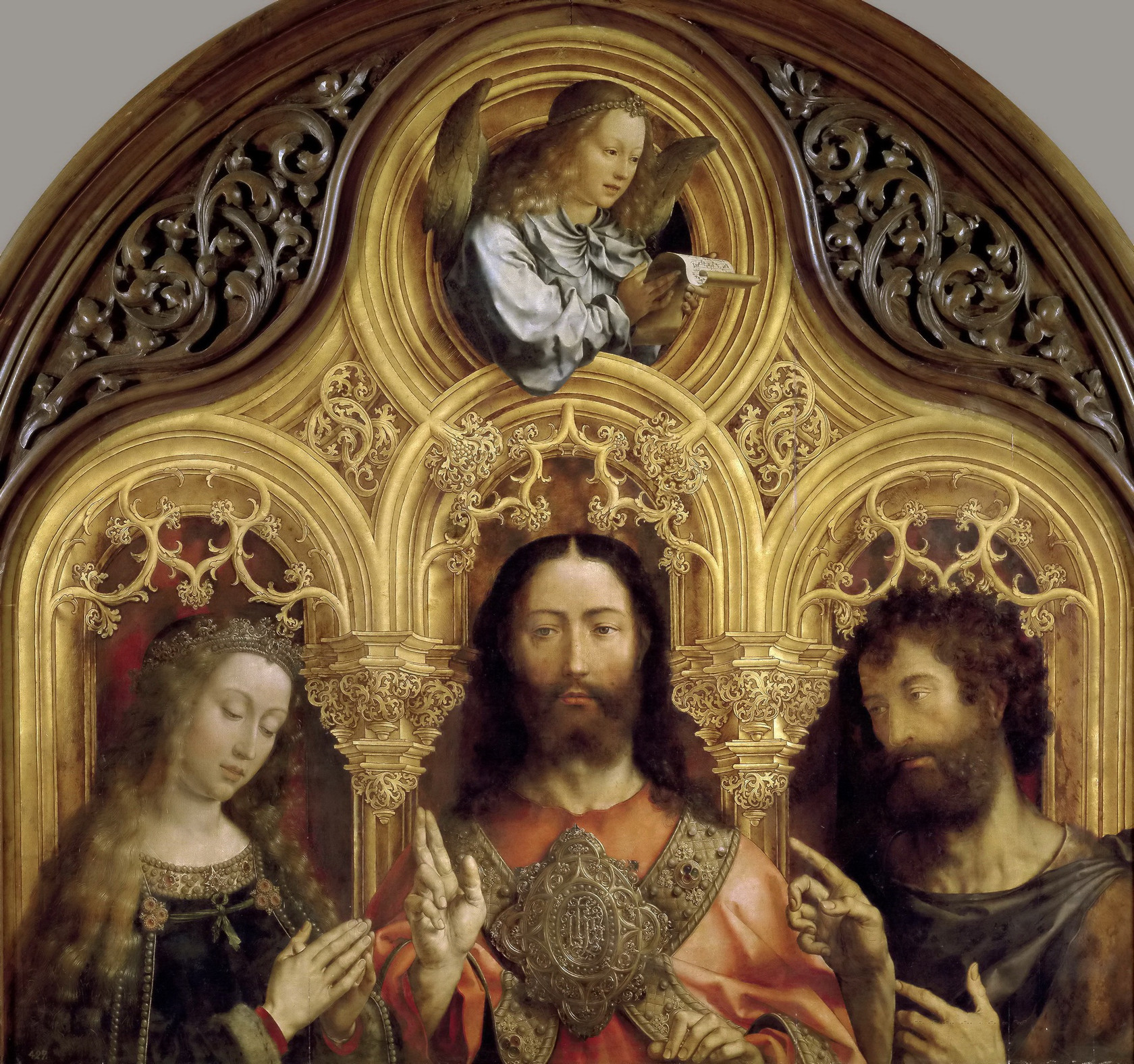 Картина - Христос между Девой Марией и Иоанном Крестителем, 1510 - 1515 - Музей Прадо