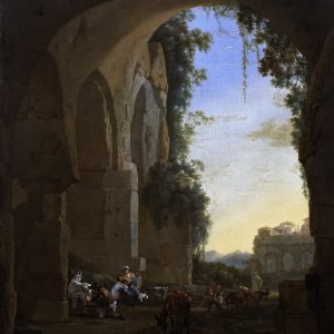 Картина Итальянский пейзаж с пастухами в руинах, 1647 - Музей Прадо