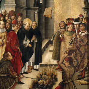 Картина Святой Доминик сжигает книги еретиков, 1493 - 1499 - Музей Прадо