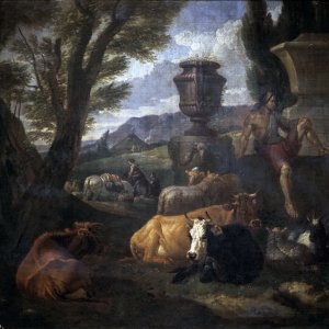 Картина Римский пейзаж (Кампо Вачино в Риме), 1704 - Музей Прадо