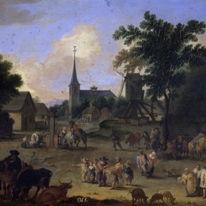 Картина Деревенская площадь, 1678 - Музей Прадо