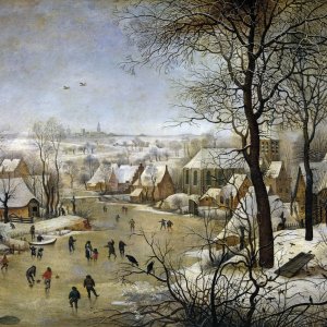 Картина Зимний пейзаж с фигуристами и ловушкой для птиц, 1601 - Музей Прадо