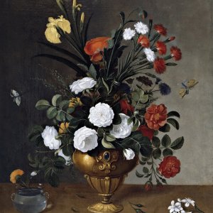Картина №1 Букет в вазе и стеклянная чаша с гвоздикой, 1663 - Музей Прадо