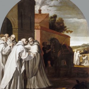 Картина Святой Бернард Клервоский посещает картезианский монастырь и Гуго I, 1632 - музей Прадо
