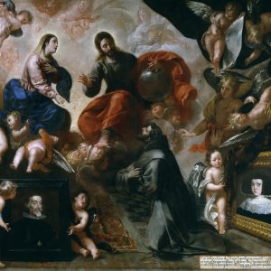 Картина Святой Франциск в Порциункуле и донаторы Антонио Контрерас и Мария Амескита, 1659 - Музей Прадо