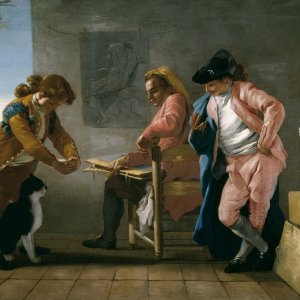 Картина Студия рисунка. Дети играют с кошкой или мастерская художника, 1780 - Музей Прадо