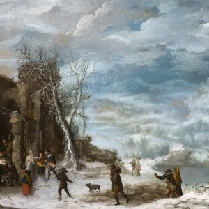 Картина Зимний пейзаж с поклонением пастухов, 1630 - 1650 - Музей Прадо