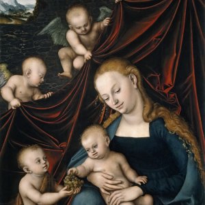 Картина Мадонна с младенцем, святой Иоанн и ангелы, 1536 - Музей Прадо