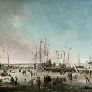 Картина Амстердамский порт зимой, 1656 - 1660 - Музей Прадо