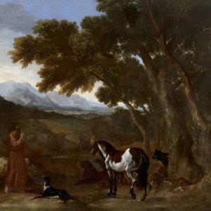 Картина Пейзаж с отшельником, проповедующим животным, 1637 - 1638 - Музей Прадо