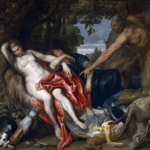 Картина Диана и нимфы, увиденные сатиром, 1622 - 1627 - Музей Прадо