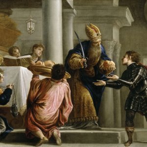 Картина Ахимелех передает хлеб и меч Давида первосвященнику, 1667 - 1668 - Музей Прадо