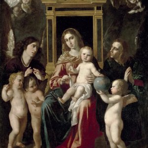 Картина Мадонна с Младенцем на троне с ангелами, 1661 - Музей Прадо