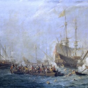 Картина Морской бой между турками и мальтийскими рыцарями, 1649 - Музей Прадо