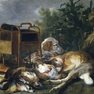 Картина Собака, сторожащая охотничьи трофеи, 1649 - Музей Прадо