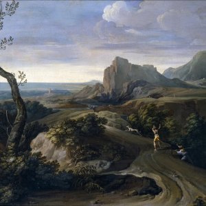 Картина - Пейзаж с охотниками, 1753 - 1760 - Музей Прадо