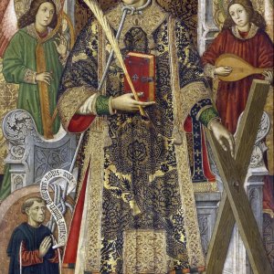 Картина - Св Винсент, диакон и мученик, с донаторами, 1462 - 1480 - Музей Прадо