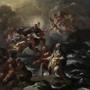 Картина - Богородица спасает св Бригитту во время кораблекрушения, ок.1700 - Музей Прадо