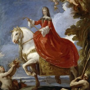 Картина - Мариана Нойбург, королева Испании, верхом, ок.1694 - Музей Прадо