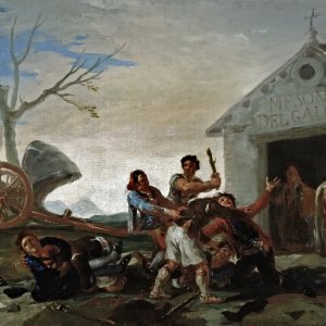 Картина - Драка у таверны Гальский Петух, 1777 - Музей Прадо