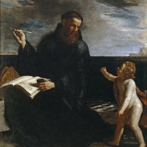 Картина - Св Августин, размышляющий о Святой Троице, 1636
