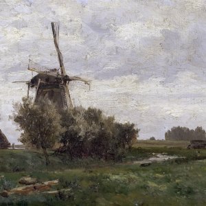 Картина - Ветряная мельница (Голландия), 1884