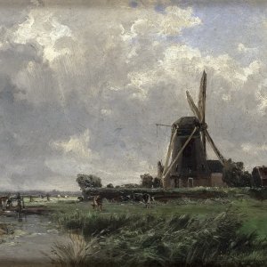 Картина - Голландская мельница, 1884