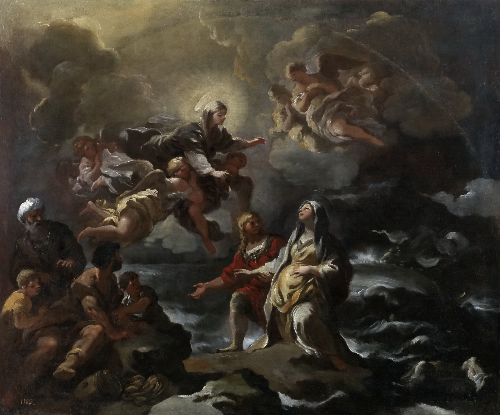 Картина - Богородица спасает св Бригитту во время кораблекрушения, ок.1700 - Музей Прадо