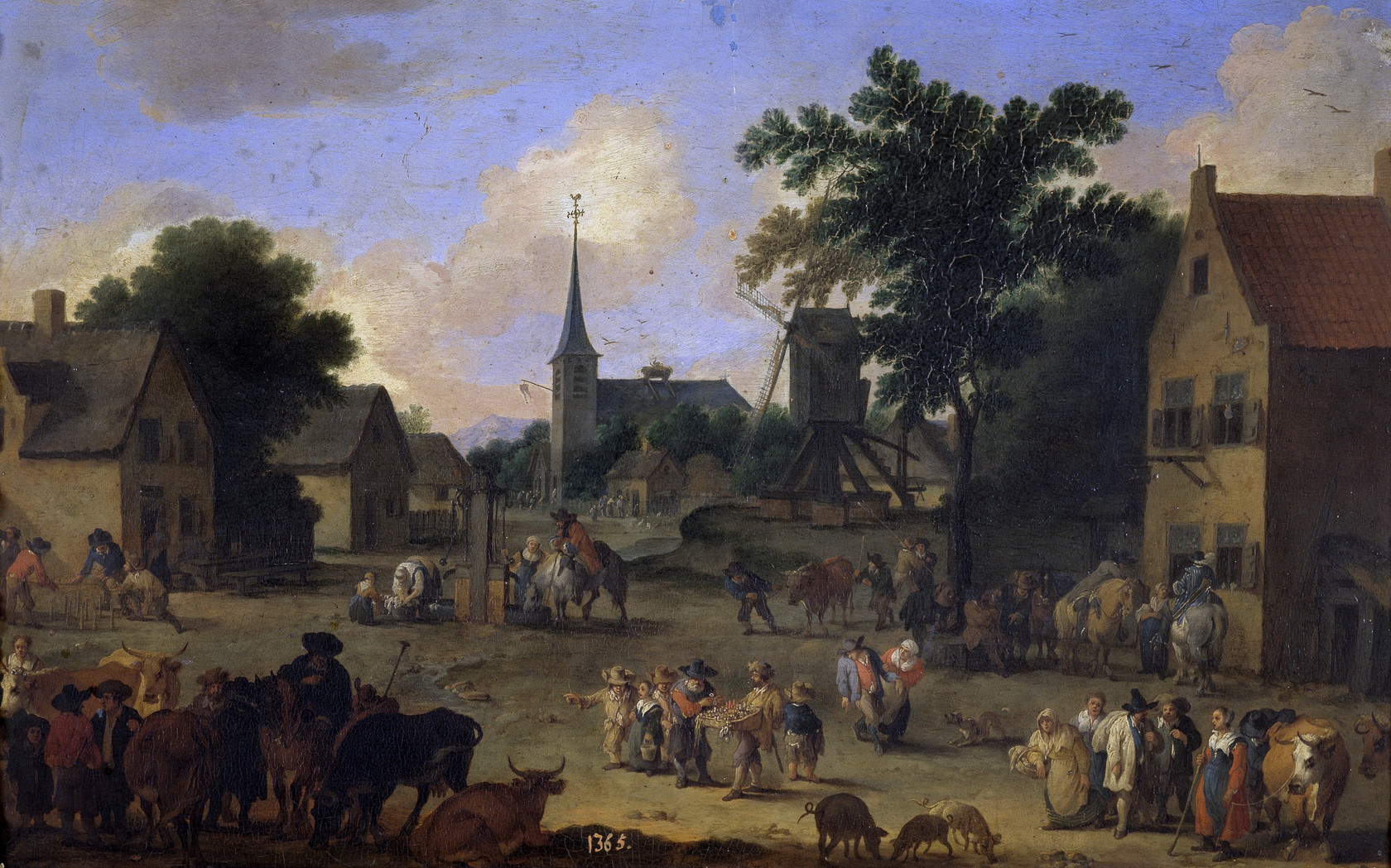 Картина Деревенская площадь, 1678 - Музей Прадо