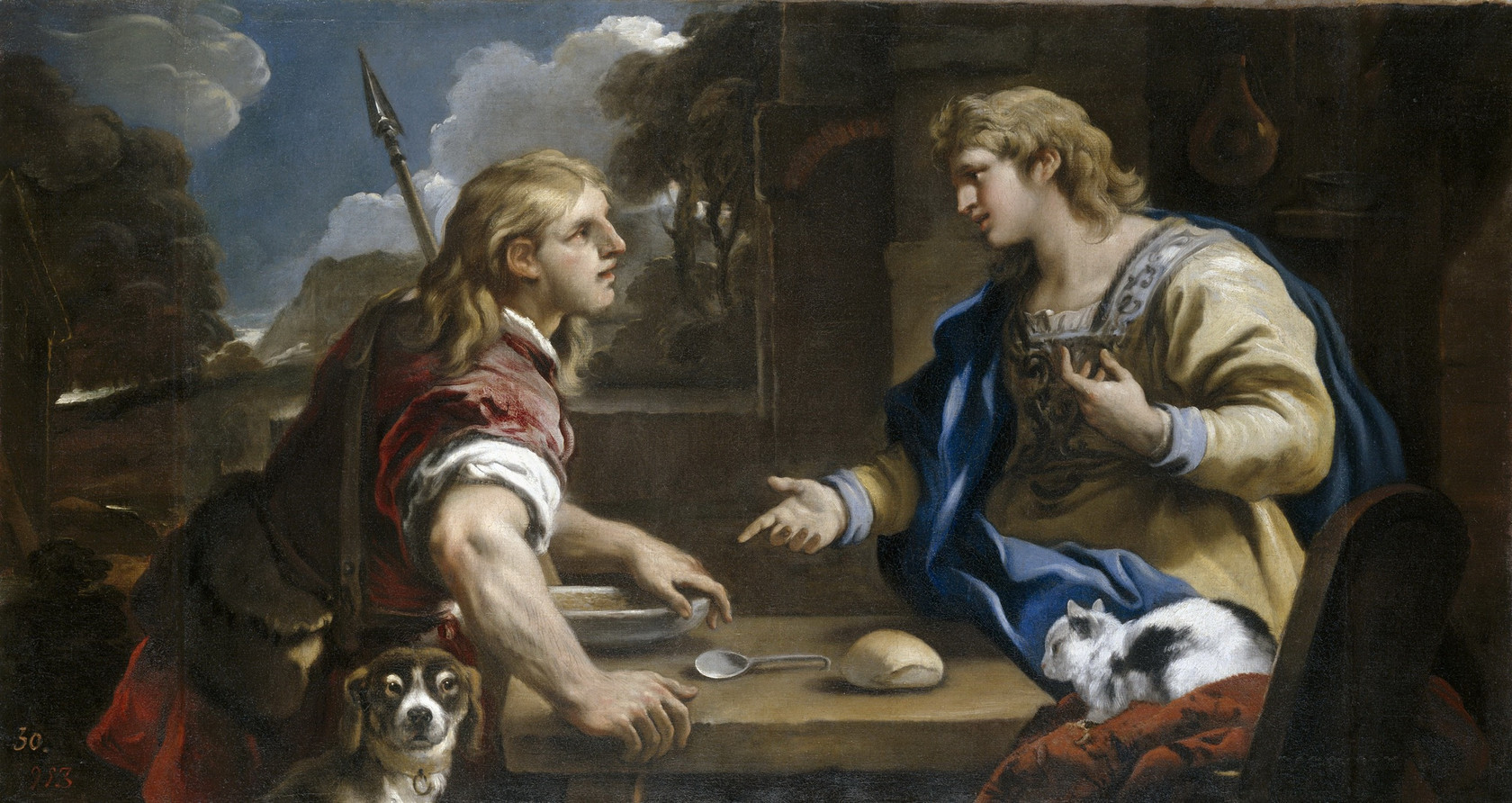 Картина - Исав и Иаков (продажа первородства), 1695 - 1696 - Музей Прадо