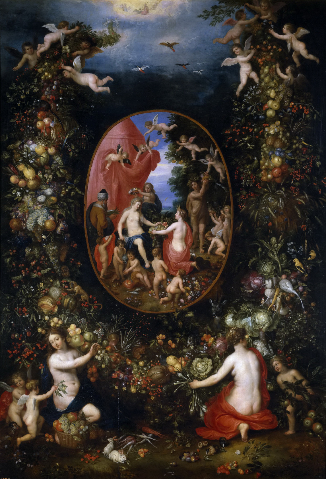 Картина Кибела и времена года в фруктовой гирлянде, до 1618 - Музей Прадо