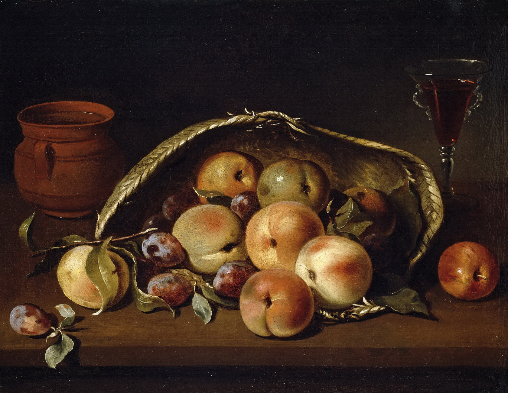 Картина Корзина с персиками и сливами, 1654 - Музей Прадо