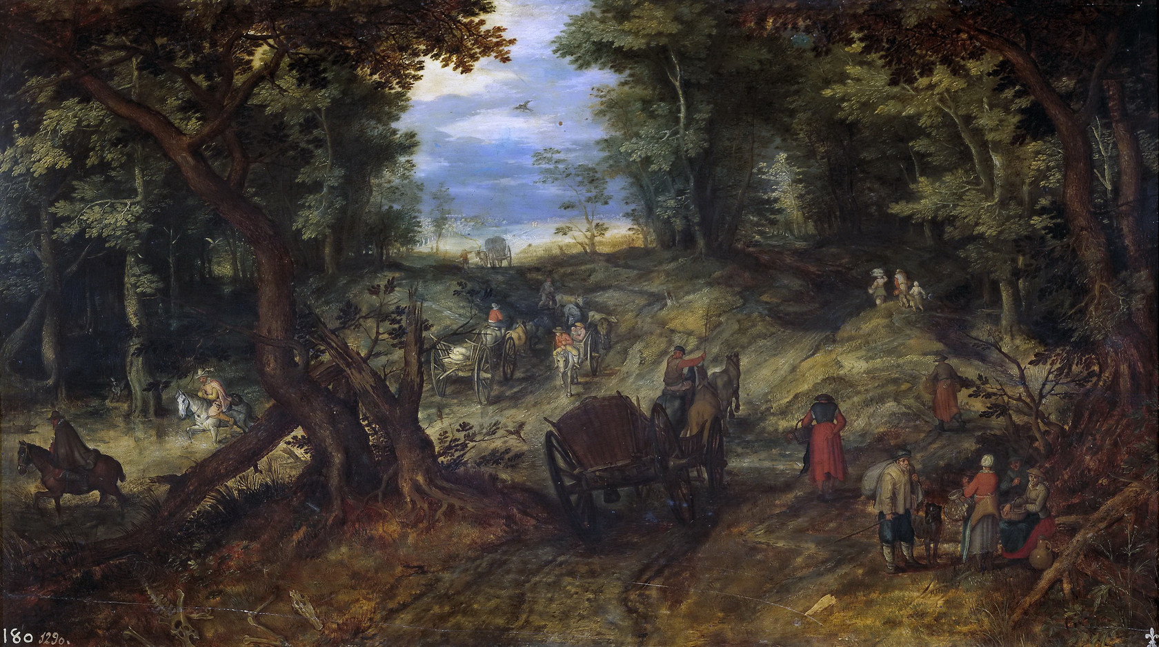 Картина Лесная дорога с повозками и всадниками, 1607 - Музей Прадо