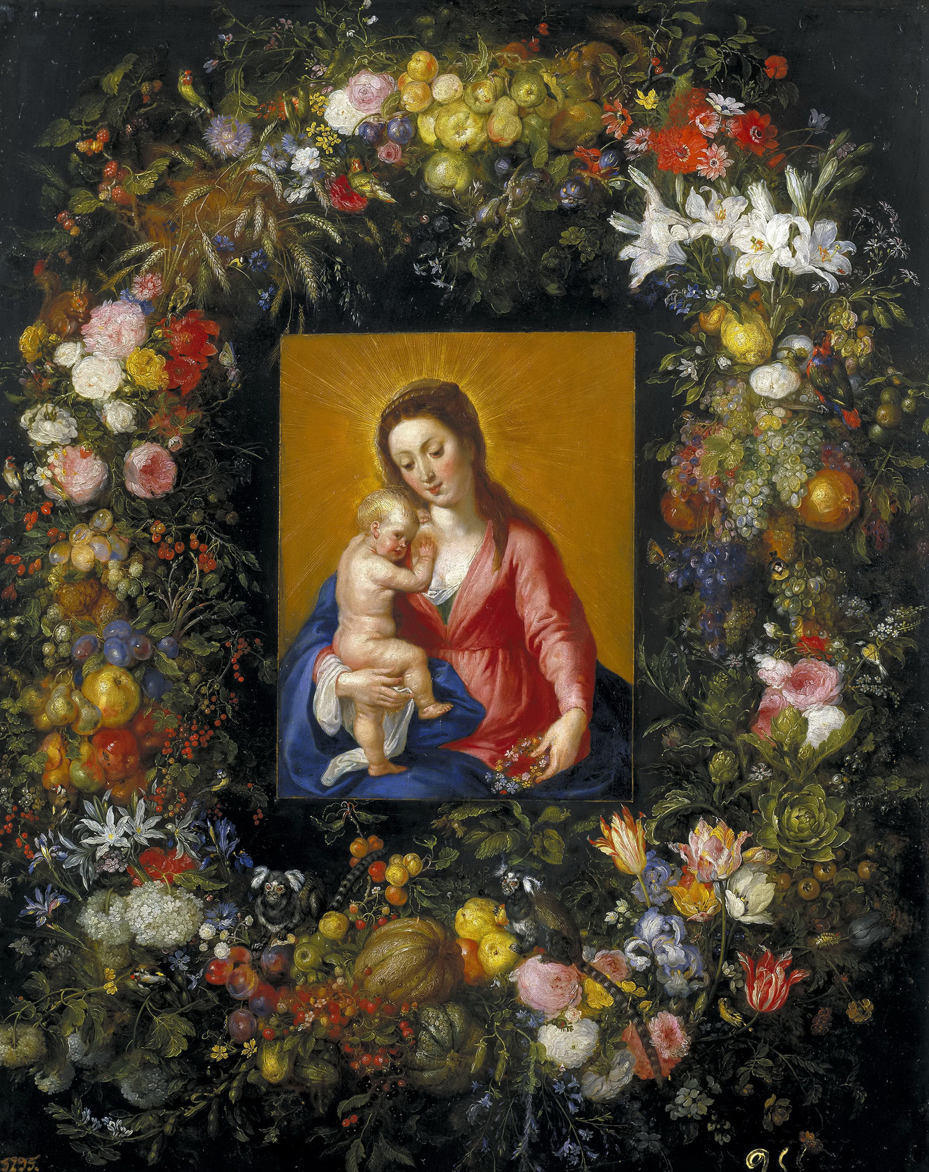 Картина Мадонна с младенцем в гирлянде, 1621 - Музей Прадо