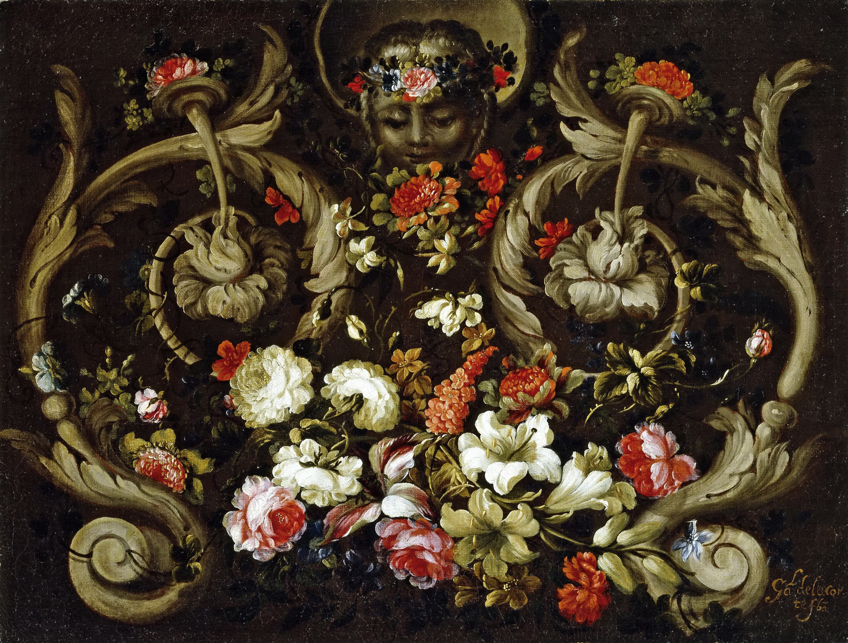 Картина Маска с цветами, 1670 - 1680 - Музей Прадо
