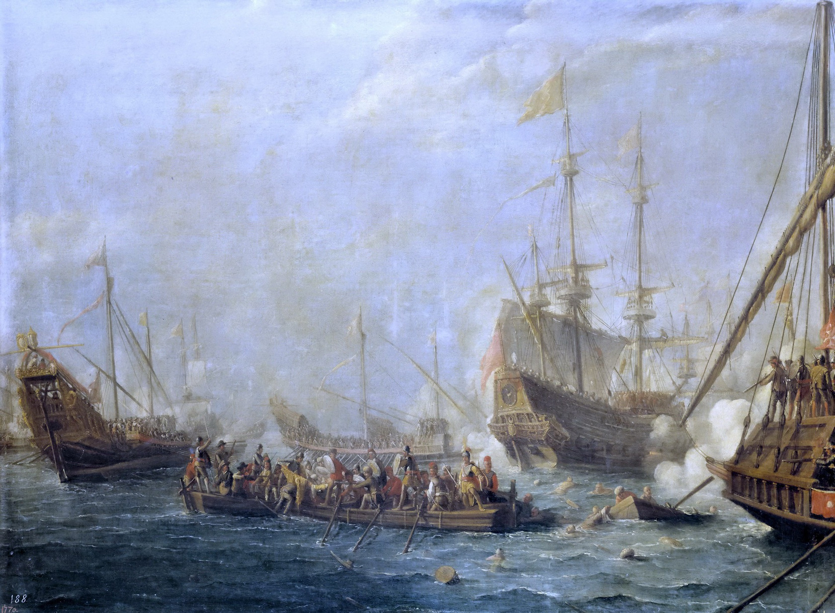 Картина Морской бой между турками и мальтийскими рыцарями, 1649 - Музей Прадо