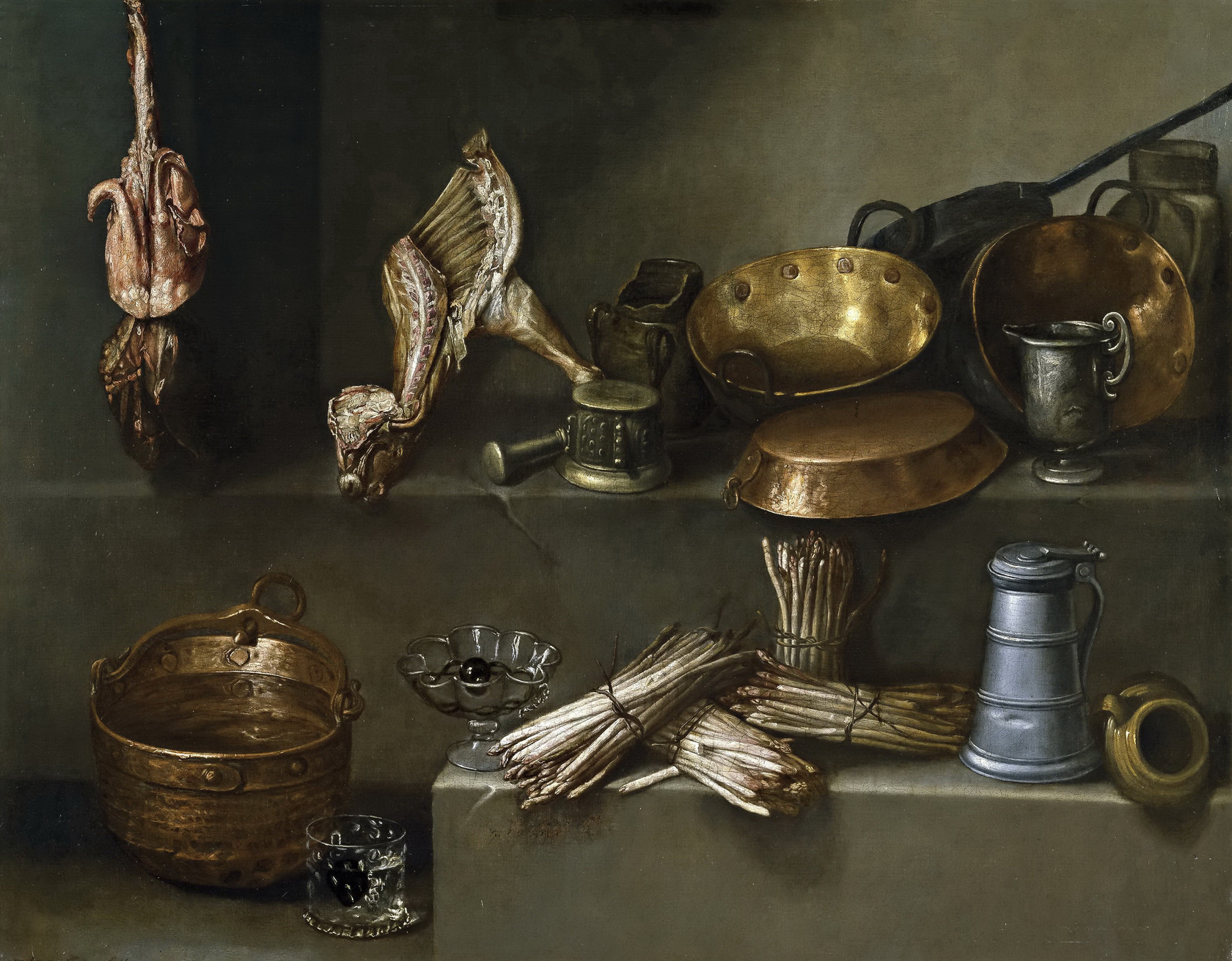 Картина Натюрморт с посудой для приготовления пищи и спаржей - Музей Прадо