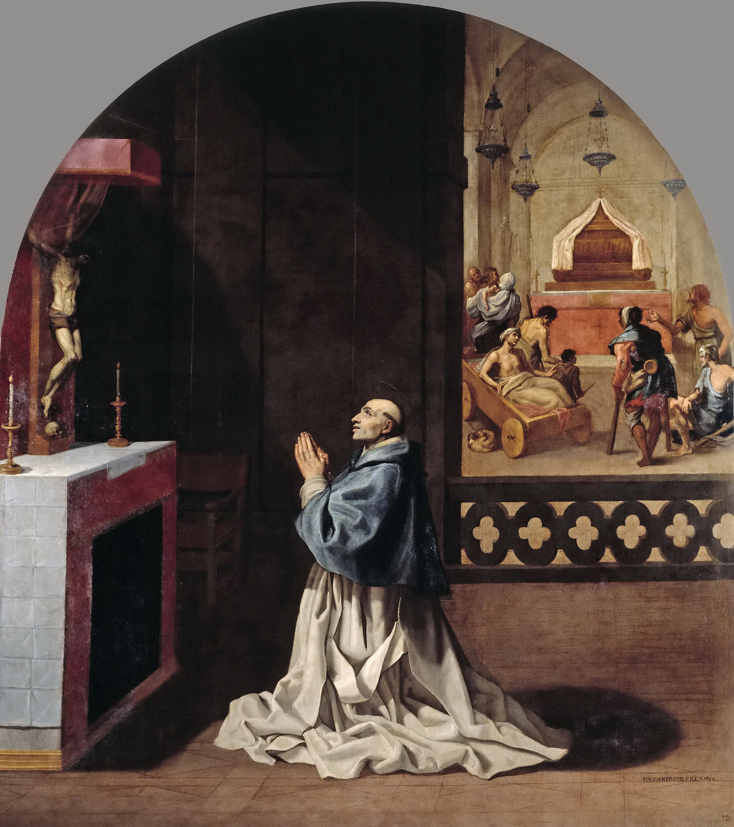 Картина Отец Бернард молится в монастыре, 1632 - музей Прадо