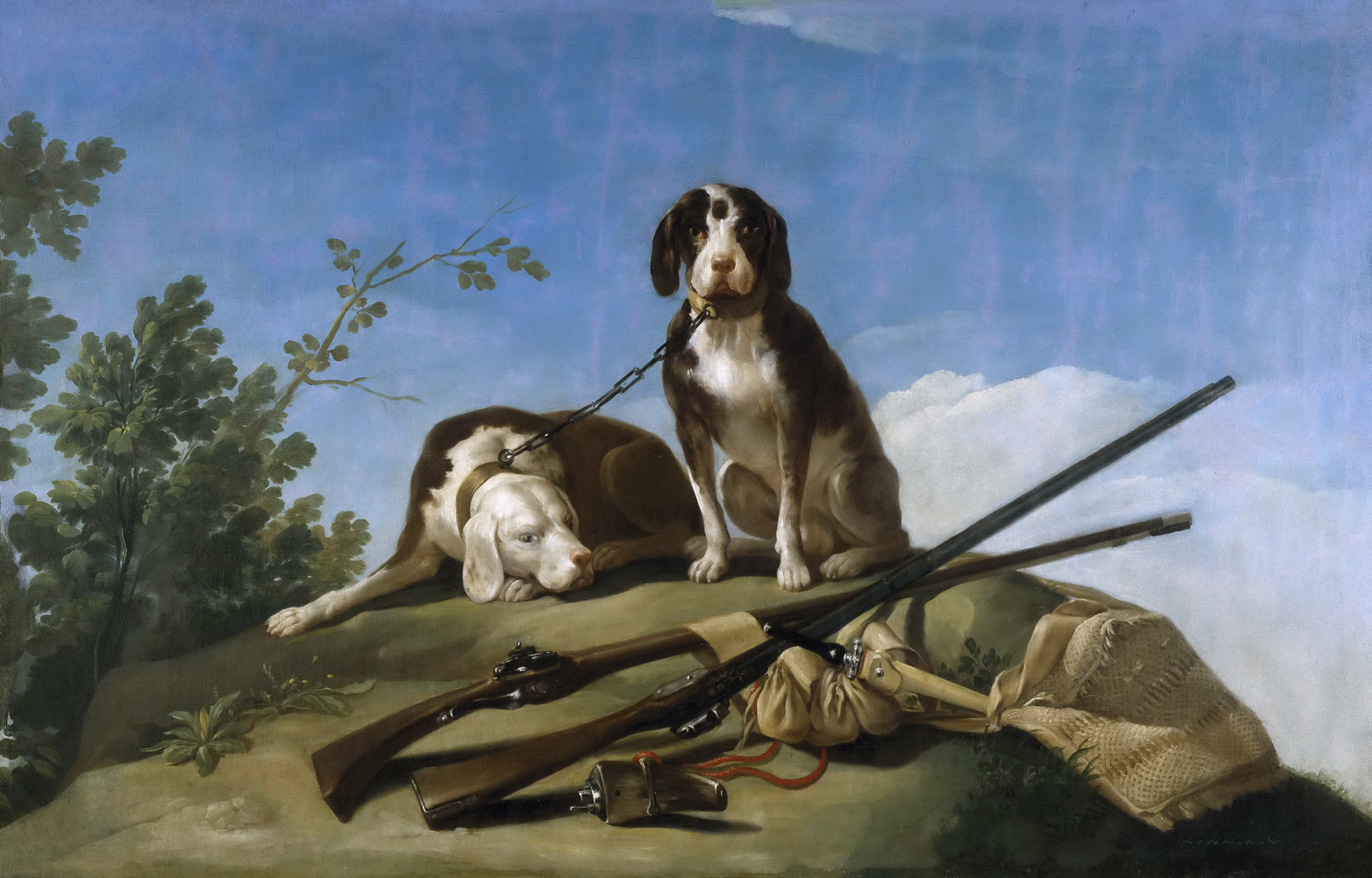 Картина - Собаки на поводке, 1775
