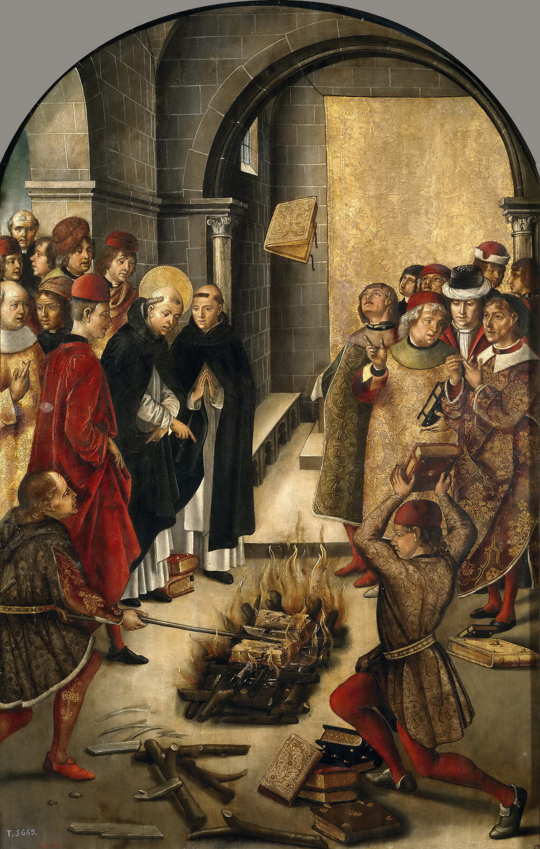 Картина Святой Доминик сжигает книги еретиков, 1493 - 1499 - Музей Прадо