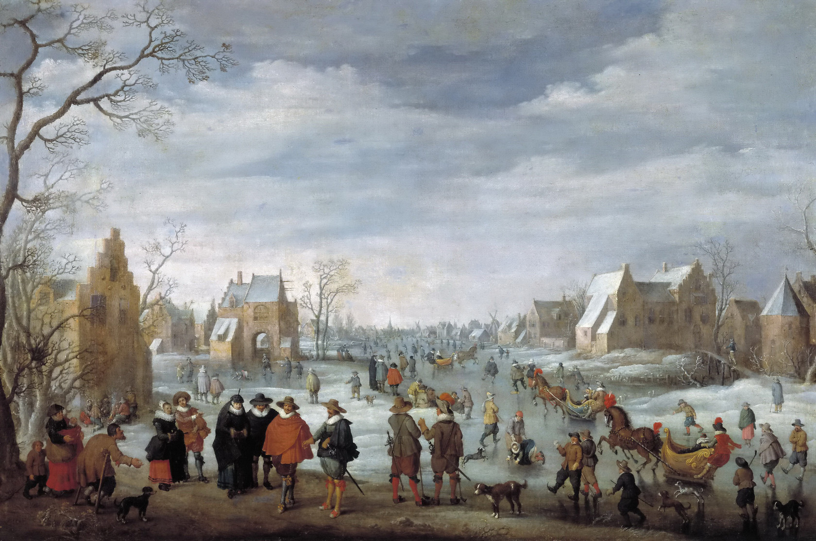 Картина Зимний пейзаж с катанием на льду, 1629 - Музей Прадо