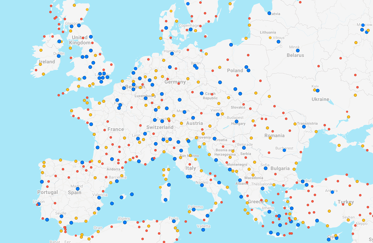 Карта всех аэропортов в мире