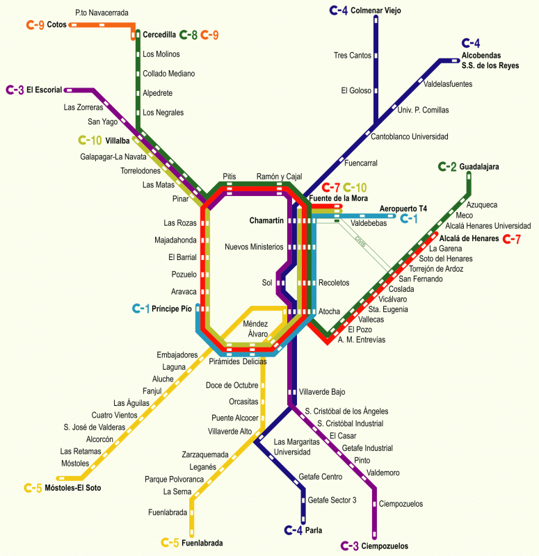 Карта Cercanias Madrid
