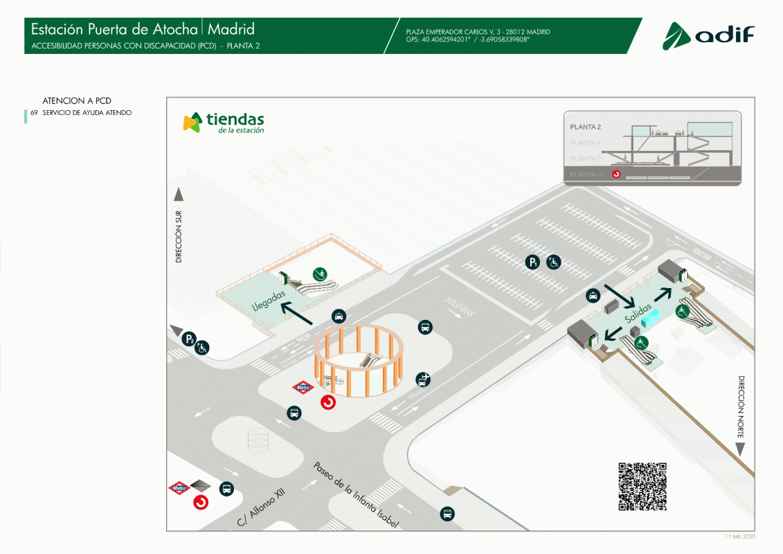 Станция: Puerta de Atocha - этаж 2 - доступ для инвалидов