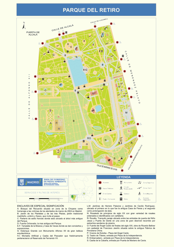 План - схема Парка Буэн-Ретиро