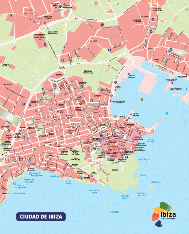 Карта столицы Ибица (Eivissa), Балеарские острова, Испания