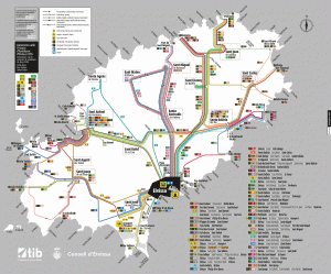 маршруты автобусов по острову Ибица, Балеарские острова, Испания