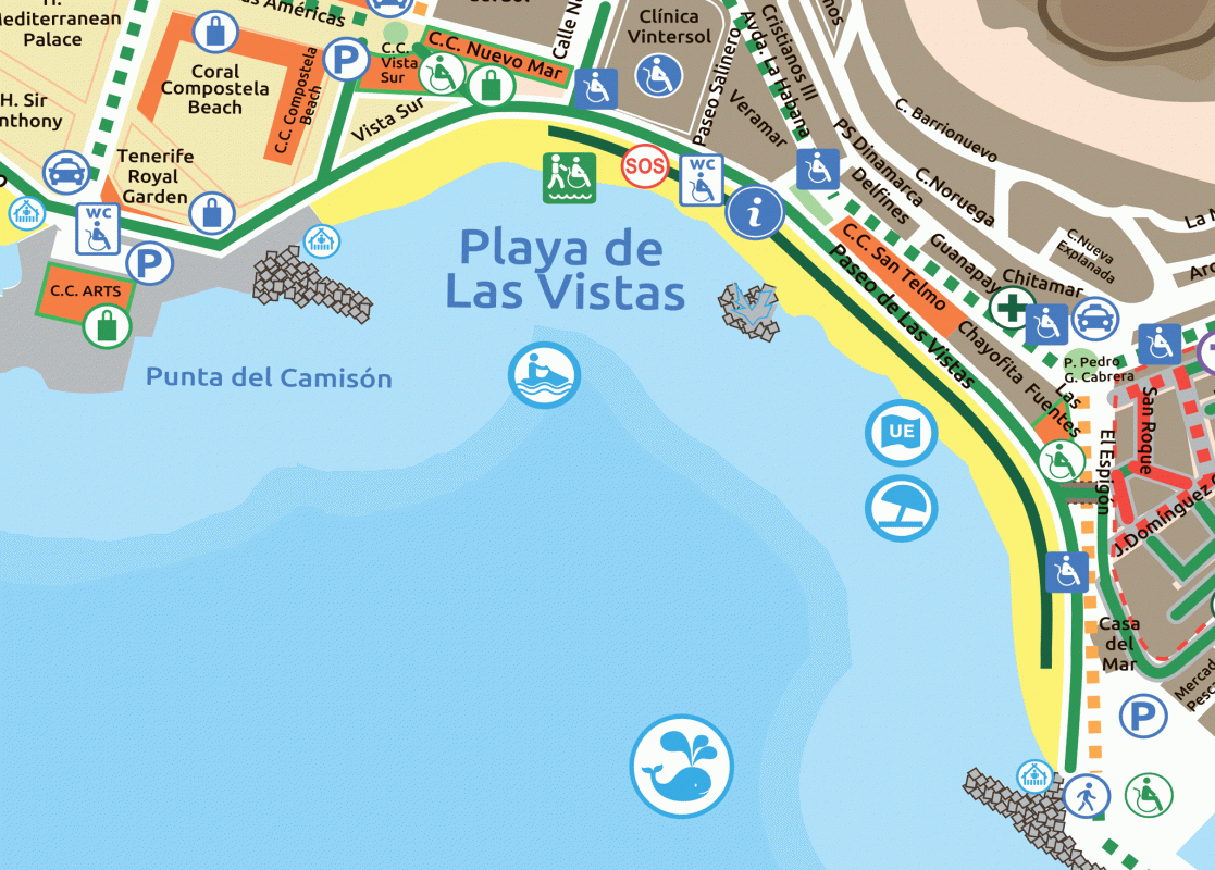 Пляж Плайя-де-Лас-Вистас - Тенерифе, Канарские острова, Испания