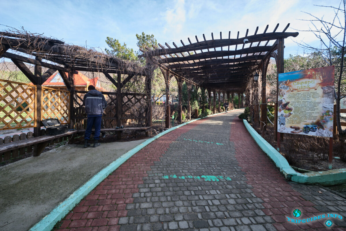 Главная аллея в зоопарке в Сафари-парк Геленджик