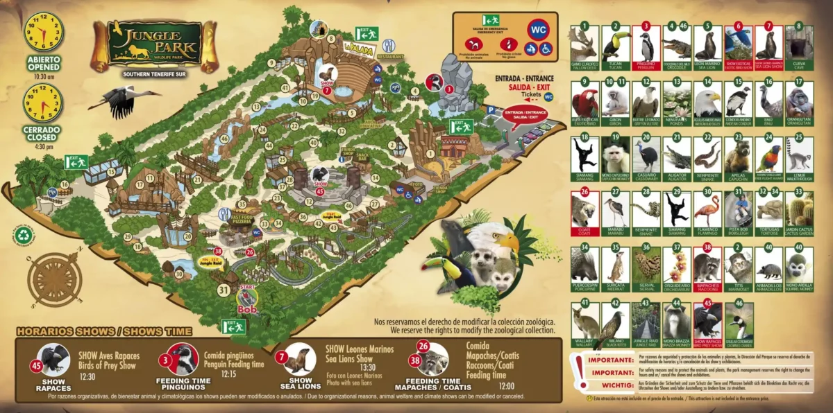 Карта - Парк Орлов (Jungle park) на Тенерифе